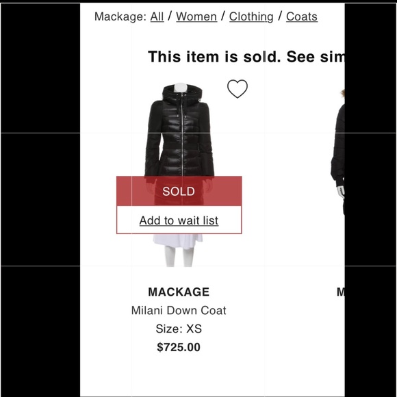 Mackage Mila Milano down coat- /sold out - Picture 5 of 9